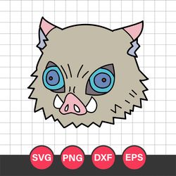 hashibira inosuke chibi head svg, demon slayer svg, kimetsu no yaiba svg, anime svg, png dxf eps, de27052354