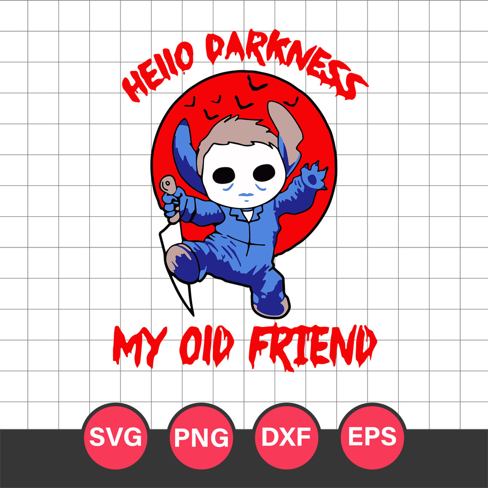 Michael Myers Stitch Hello Darkness My Old Friend Halloween Svg, Horror Moive Svg, Halloween Svg, Png Dxf Eps File