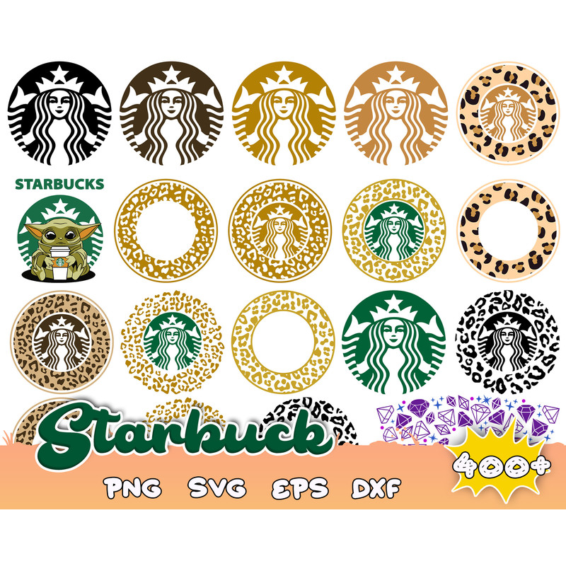 Logo Starbucks Bundle Svg, Starbucks Leopard Svg, Starbucks Full Wrap Svg, Starbucks Clipart