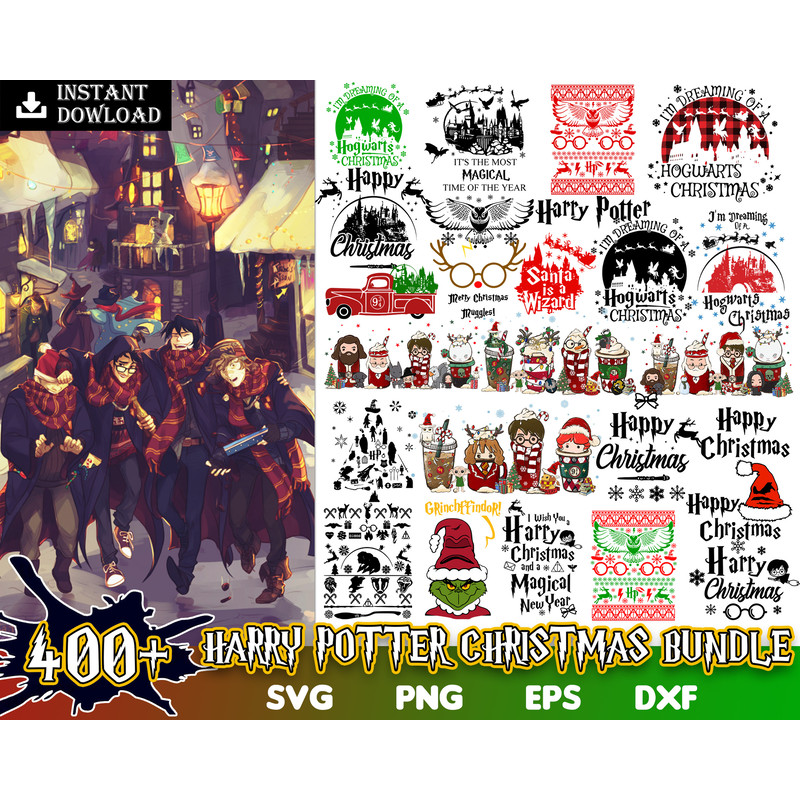 Harry Potter Christmas Svg Bundle, Christmas ornament svg, Winter svg, Christmas Shirt, Cut File