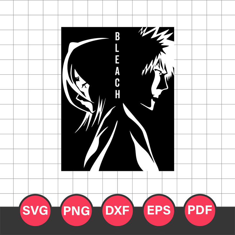 Bleach Ichigo Rukia Svg, Kurosaki Ichigo Svg, Kuchiki Rukia Svg, Bleach Anime Svg, Png Dxf Eps Pdf File