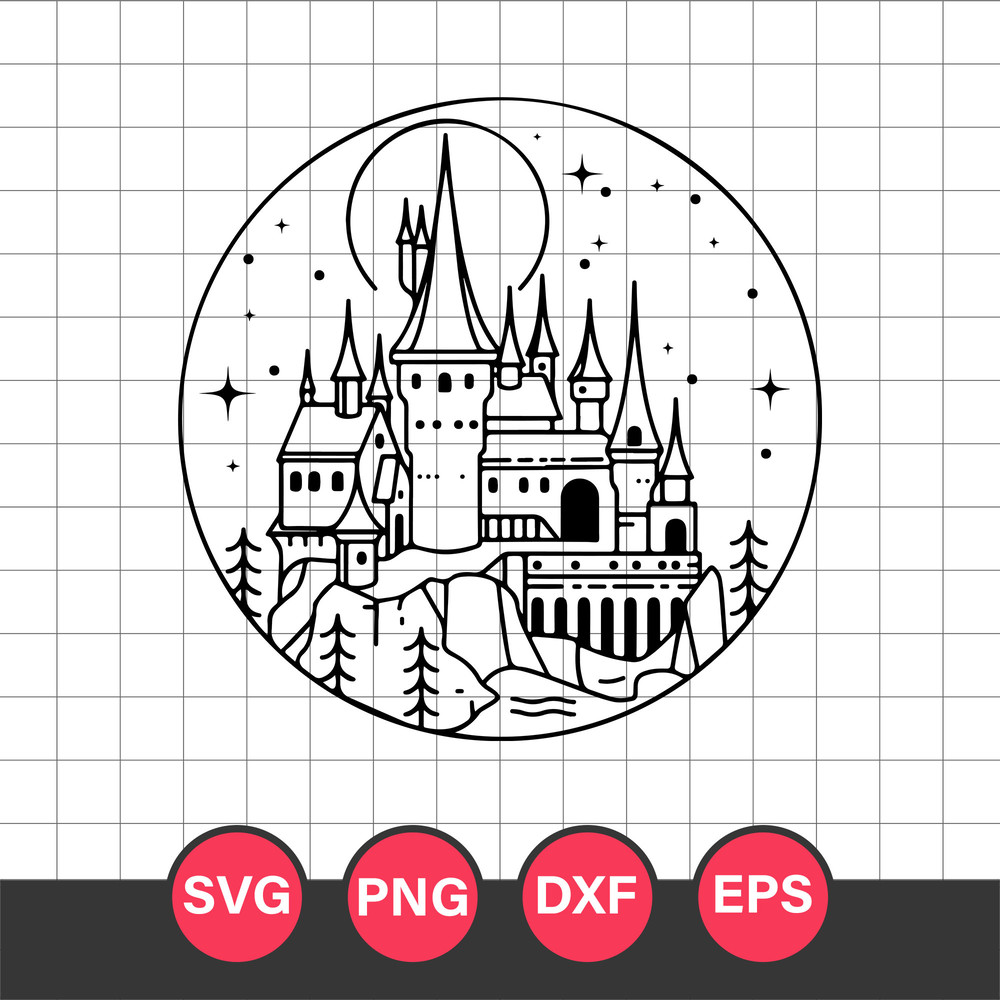 Hogwarts Svg, Hogwarts Castle Svg, Magic Wizard Svg, Harry Potter Svg, Png Dxf Eps File