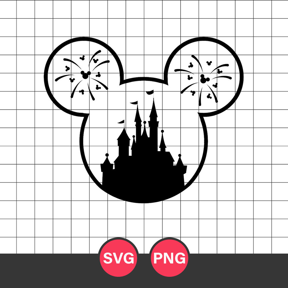 Mickey Castle Firewroks Svg, Mickey Svg, Disney Svg, Png Digital File
