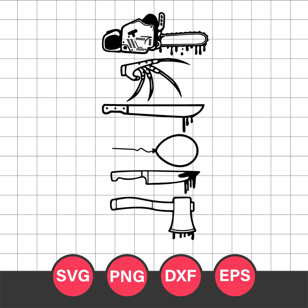Horror Movie Weapons Svg, Halloween Svg, Png Dxf Eps Digital File