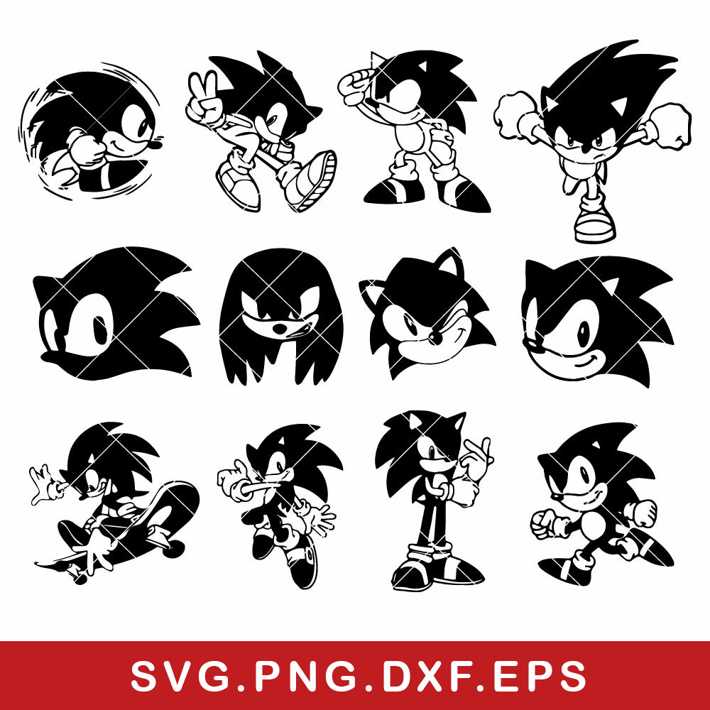 Sonic Bundle Svg, Sonic Svg, The Hedgehog Svg, Cartoon Svg, Png Dxf Eps File