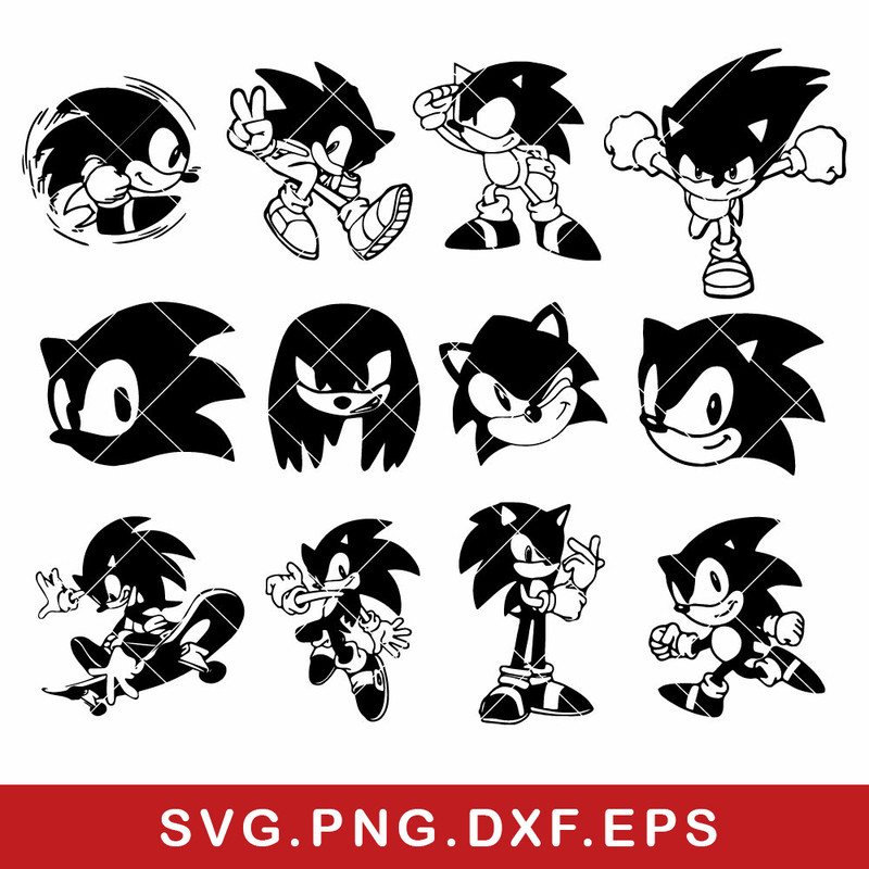 Sonic Bundle Svg, Sonic Svg, The Hedgehog Svg, Cartoon Svg, Png Dxf Eps File