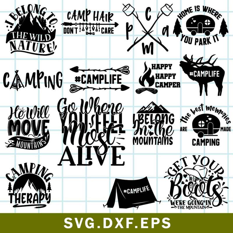 Camping Bundle Svg, Camping Holiday Svg, Camping Quotes Svg, Camping Svg, Dxf Eps File