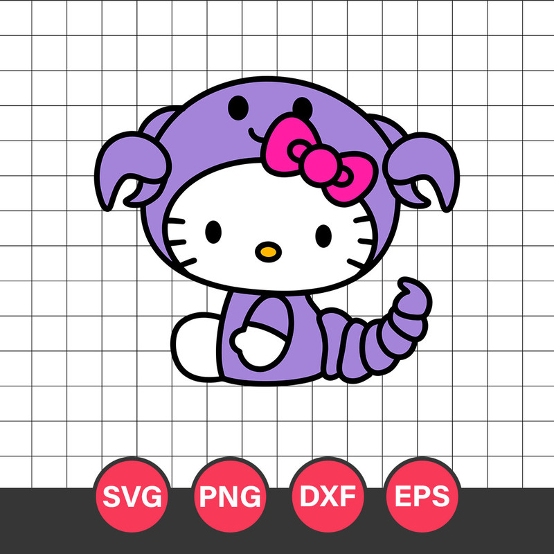 Hello Kitty Scorpio Svg, Hello Kitty Zodiac Svg, Hello Kitty Svg, Kawaii Kitty Svg, Cartoon Svg, Png Dxf Eps File