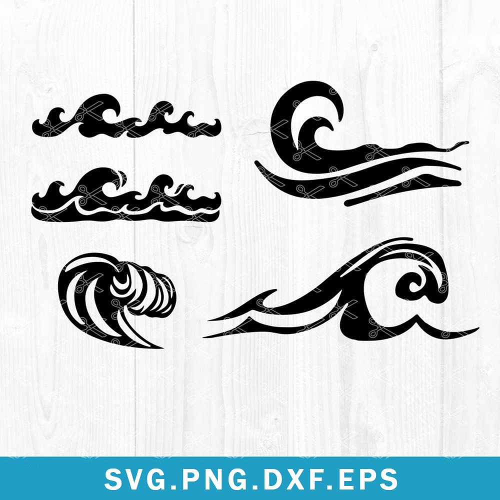 Wave Svg, Ocean Wave Svg, Surf Wave Svg, Png Dxf Eps File