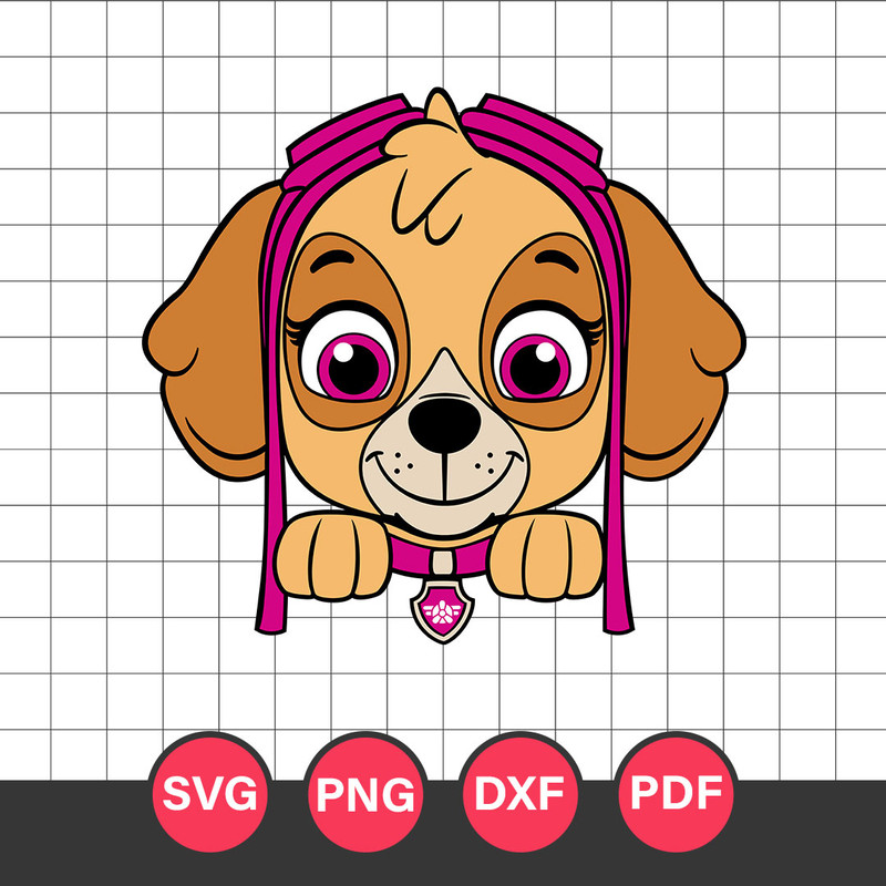 Skye Head Svg, Skye Paw Patrol Dog Svg, Paw Patrol Svg, Cartoon Svg, Png Dxf Eps Digital File