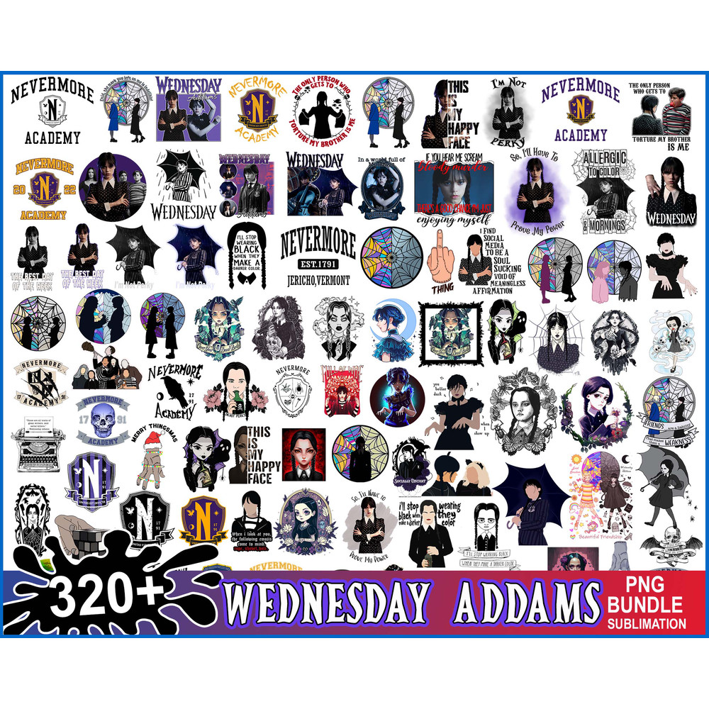 Wednesday Addams Bundle Png, Wednesday Addams Png, Addams Family Png, Wednesday Png, Digital File
