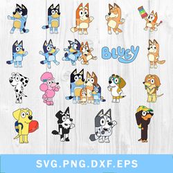 bluey bundle svg, bluey svg, bluey vector, bluey clipart, cartoon bundle svg, png dxf eps file