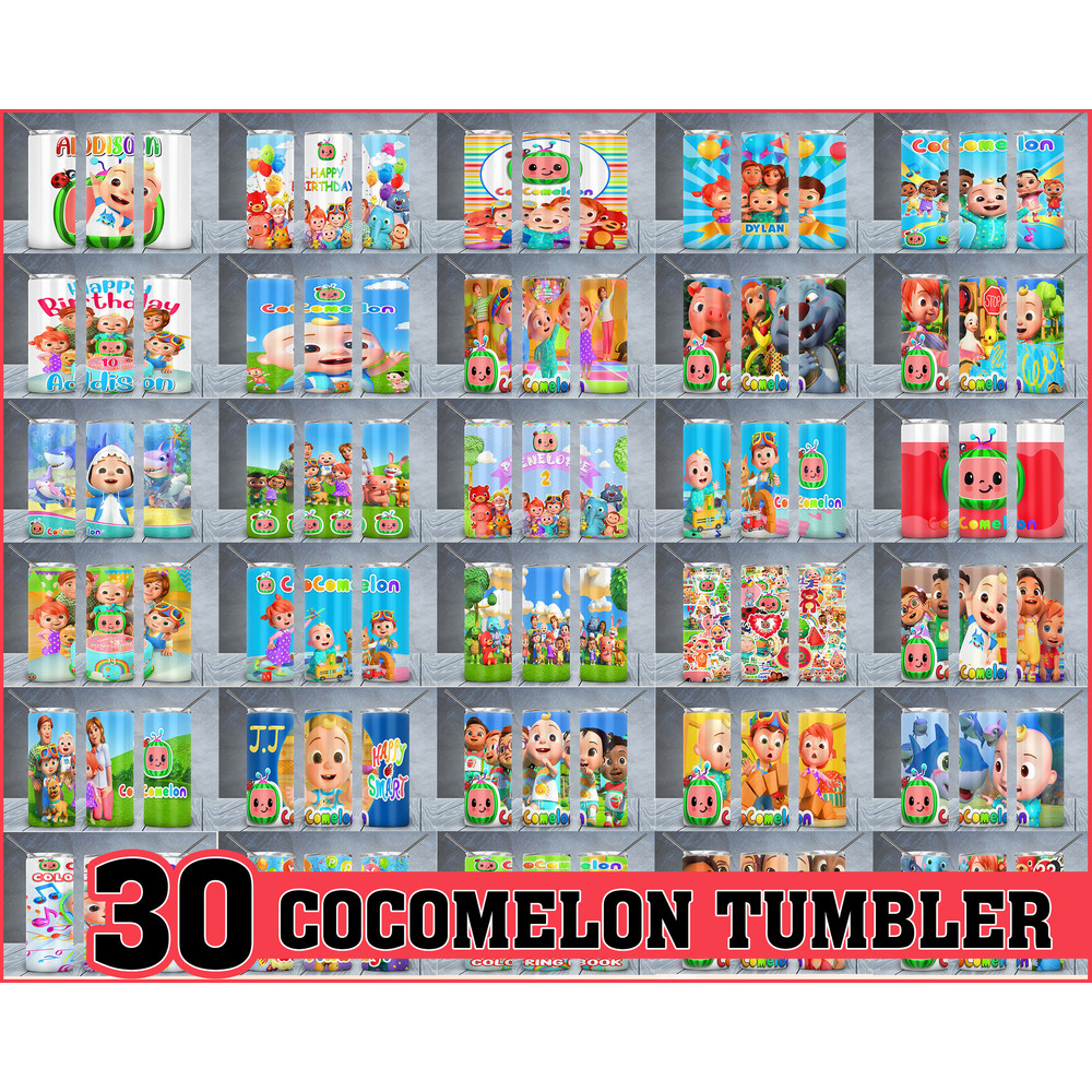 30 Cocomelon Tumbler Bundle Png, Cocomelon 20 oz Skinny Tumbler Png, Cocomelon Tumler Wrap Png, Tumbler Design