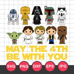 may the 4th be with you svg, star wars characters svg, png jpg dxf eps digital file
