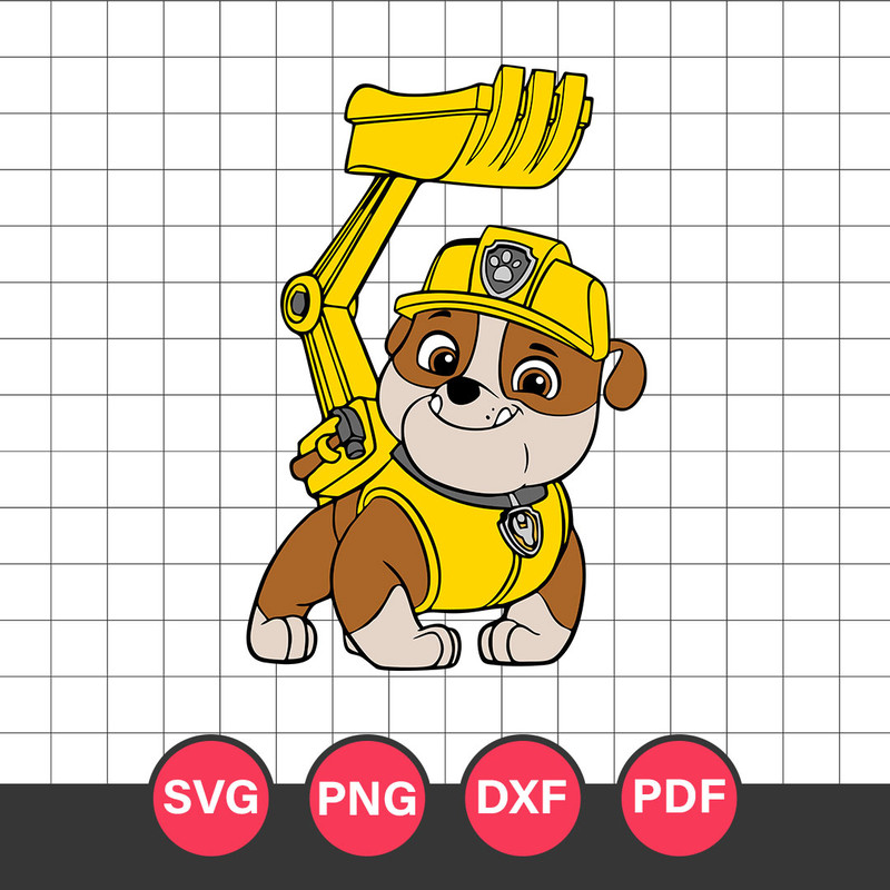 Rubble Dog Svg, Rubble Paw Patrol Svg, Paw Patrol Svg, Cartoon Svg, Png Dxf Eps Digital File