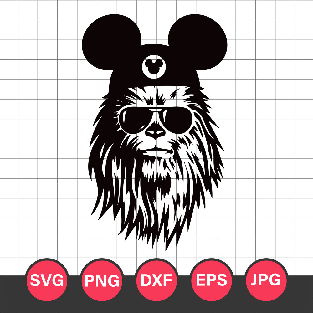 Chewbacca Mickey Ears Hat Svg, Star Wars Disney Svg, Star Wars Svg, Png Jpg Dxf Eps Digital File