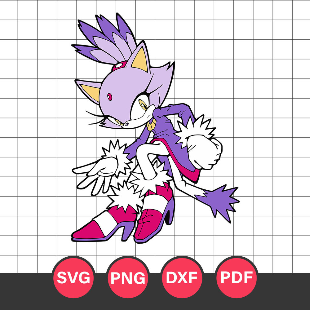 Blaze the Cat Svg, Sonic Characters Svg, Sonic Svg, Cartoon Svg, Png Dxf Eps Digital File