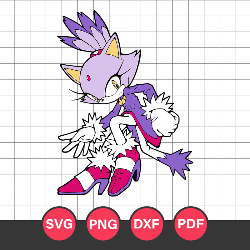 Blaze the Cat Svg, Sonic Characters Svg, Sonic Svg, Cartoon Svg, Png Dxf Eps Digital File