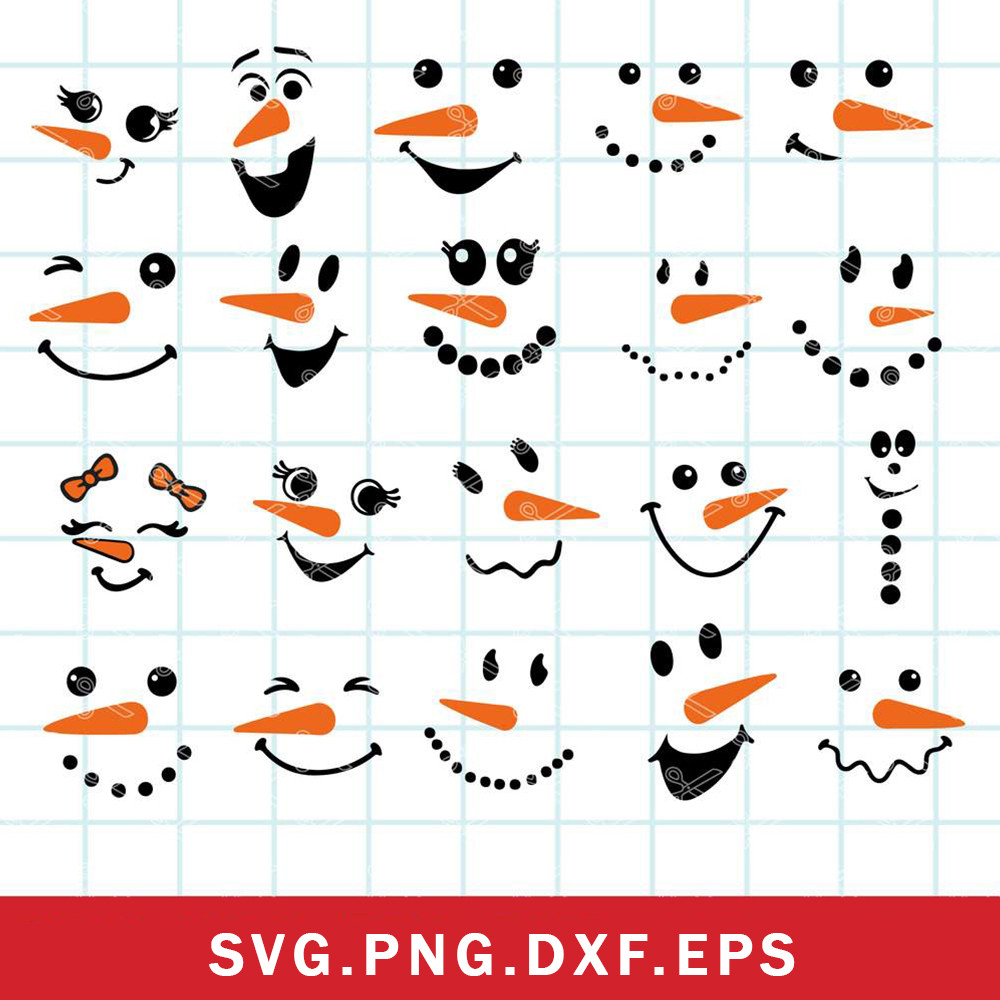 Snowman Face Bundle Svg, Snowman Christmas Svg, Snowman Svg, Christmas Svg, Png Dxf Eps File