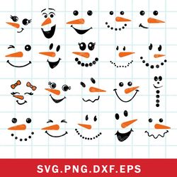 snowman face bundle svg, snowman christmas svg, snowman svg, christmas svg, png dxf eps file