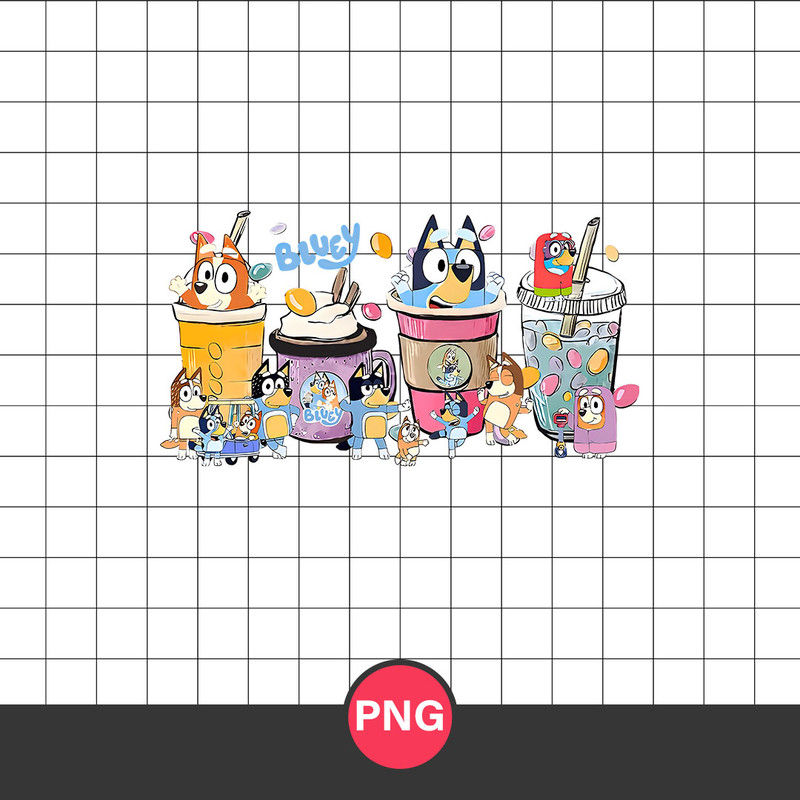 Bluey Iced Coffee Png, Bluey Party Png, Bluey Png, Cartoon Png Digital File