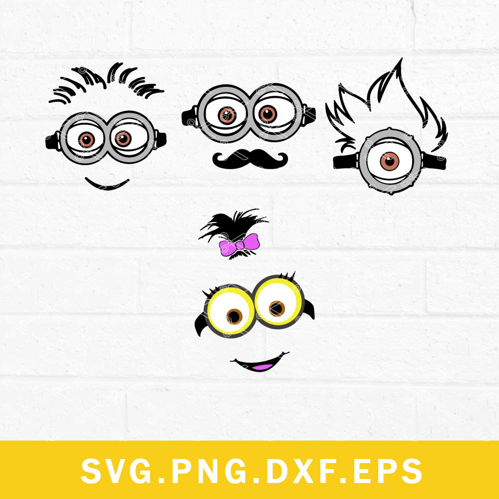Minions Face Bundle Svg, Minions Svg, Despicable Me Svg, Png Dxf Eps File