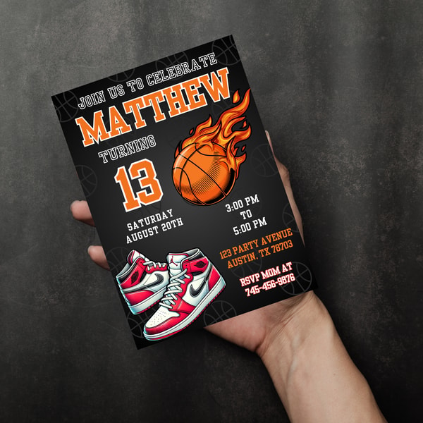 Basketball Birthday Invitation Jordan Theme Canva Templa Inspire