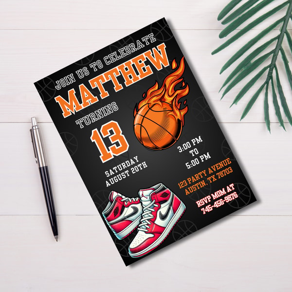 Basketball Birthday Invitation Jordan Theme Canva Templa Inspire