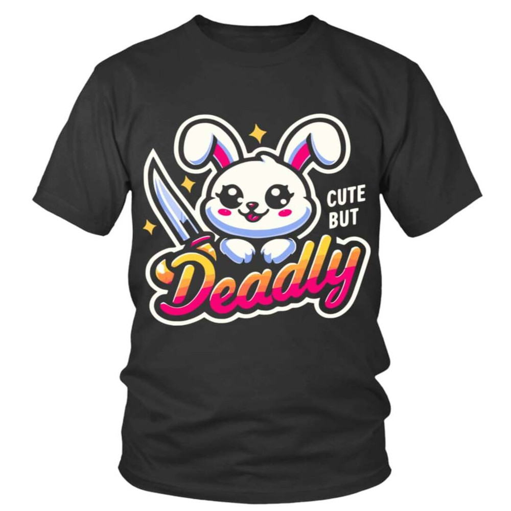 Cute But Deadly Bunny Round Neck TShirt Unisex 4