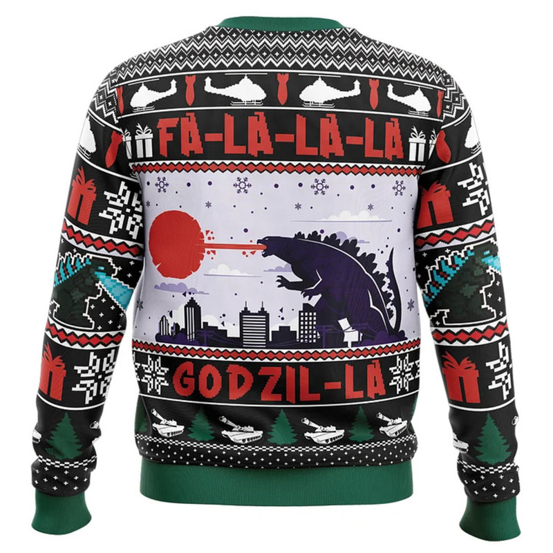 FaLaLaLa GodzilLa Godzilla Ugly Christmas Sweater 1