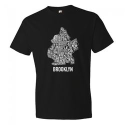 brooklyn map with area names women's t-shirt tee