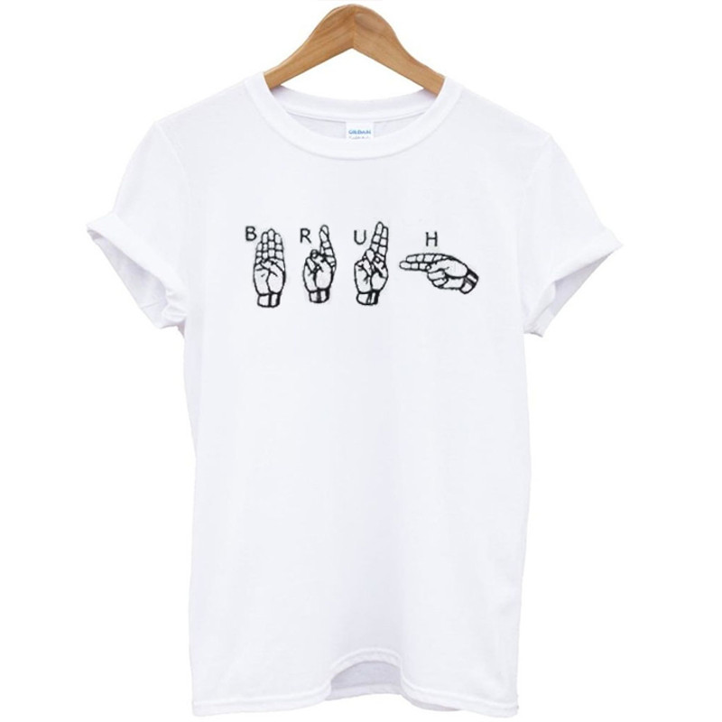 Bruh Hand Sign Womens TShirt Tee 0