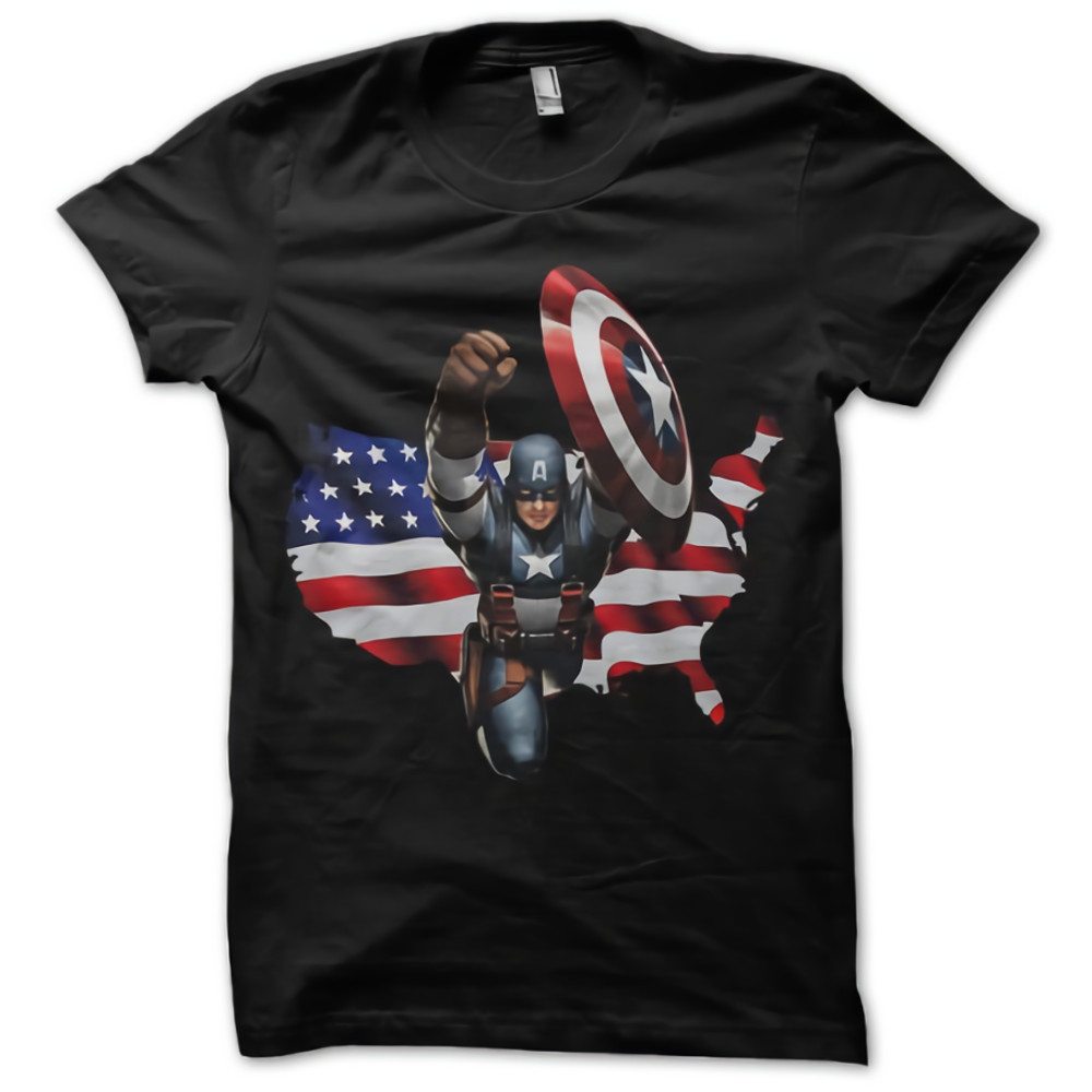 Captain America American Flag Womens TShirt Tee 0