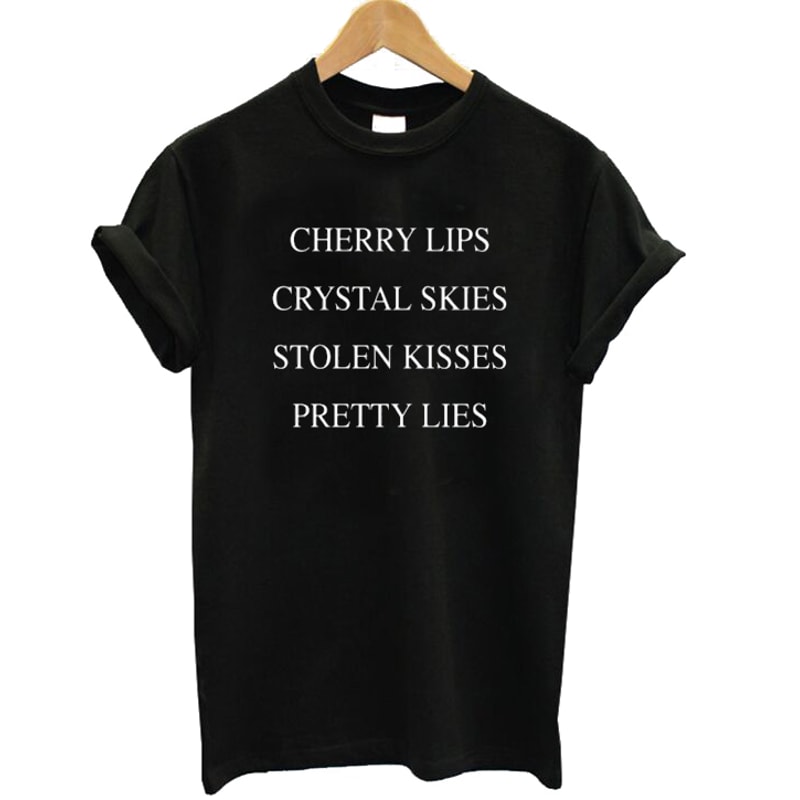 Cherry Lips Pretty Lies Womens TShirt Tee 0