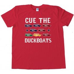 cue the duck boats women's t-shirt tee