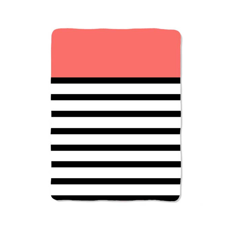 Black White Stripe Pastel Color Custom Velveteen Plush Blanket  Personalized Comfort  Style 0