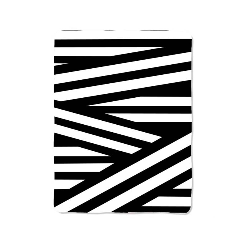 Black White Stripes Line Geometric Custom Velveteen Plush Blanket Personalized Comfort Style 0