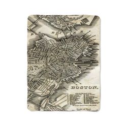 boston map world custom velveteen plush blanket – personalized comfort & style
