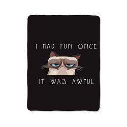 cartoon grumpy cat quotes custom velveteen plush blanket – personalized comfort & style