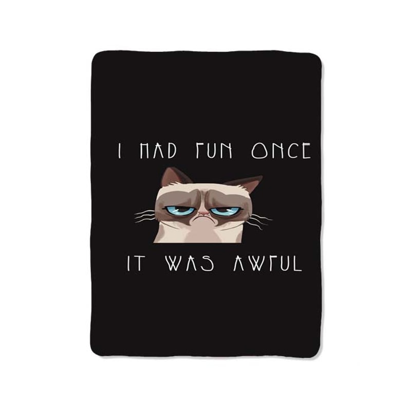 Cartoon Grumpy Cat Quotes Custom Velveteen Plush Blanket Personalized Comfort Style 0