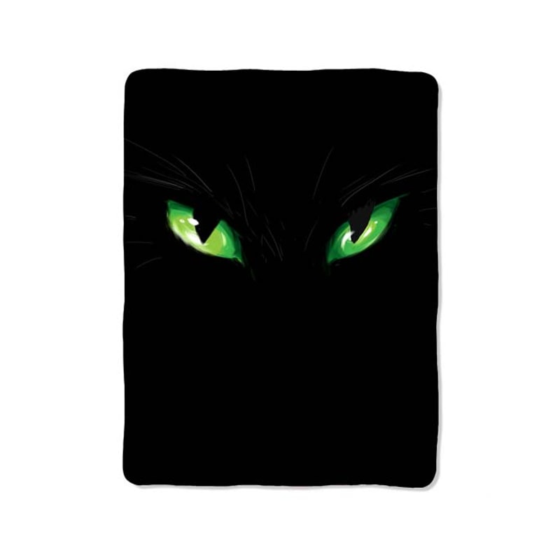 Cat Eyes Painting Green Light Custom Velveteen Plush Blanket Personalized Comfort Style 0