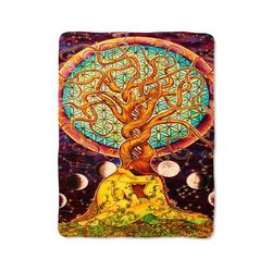 colorful painting tree of life custom velveteen plush blanket – personalized comfort & style