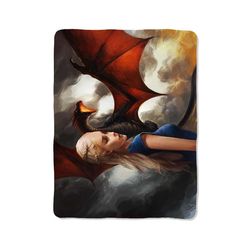 daenerys painting custom velveteen plush blanket – personalized comfort & style