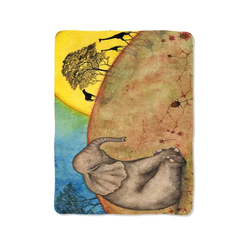 Elephant Giraffe Tree Custom Velveteen Plush Blanket Personalized Comfort Style 0