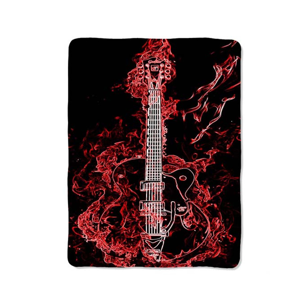 Fire Guitar Custom Velveteen Plush Blanket Personalized Comfort Style 0
