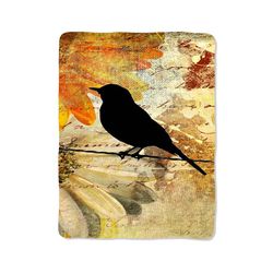 floral bird custom velveteen plush blanket – personalized comfort & style