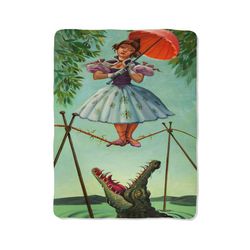 girl with the umbrella custom velveteen plush blanket – personalized comfort & style