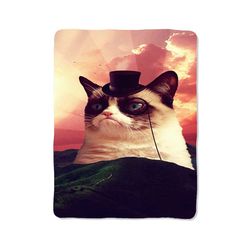 hill sun rise king grumpy cat custom velveteen plush blanket – personalized comfort & style