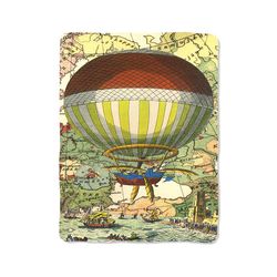 hot air balloon classic custom velveteen plush blanket – personalized comfort & style