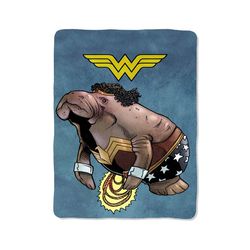 manatee wonder woman comic custom velveteen plush blanket – personalized comfort & style